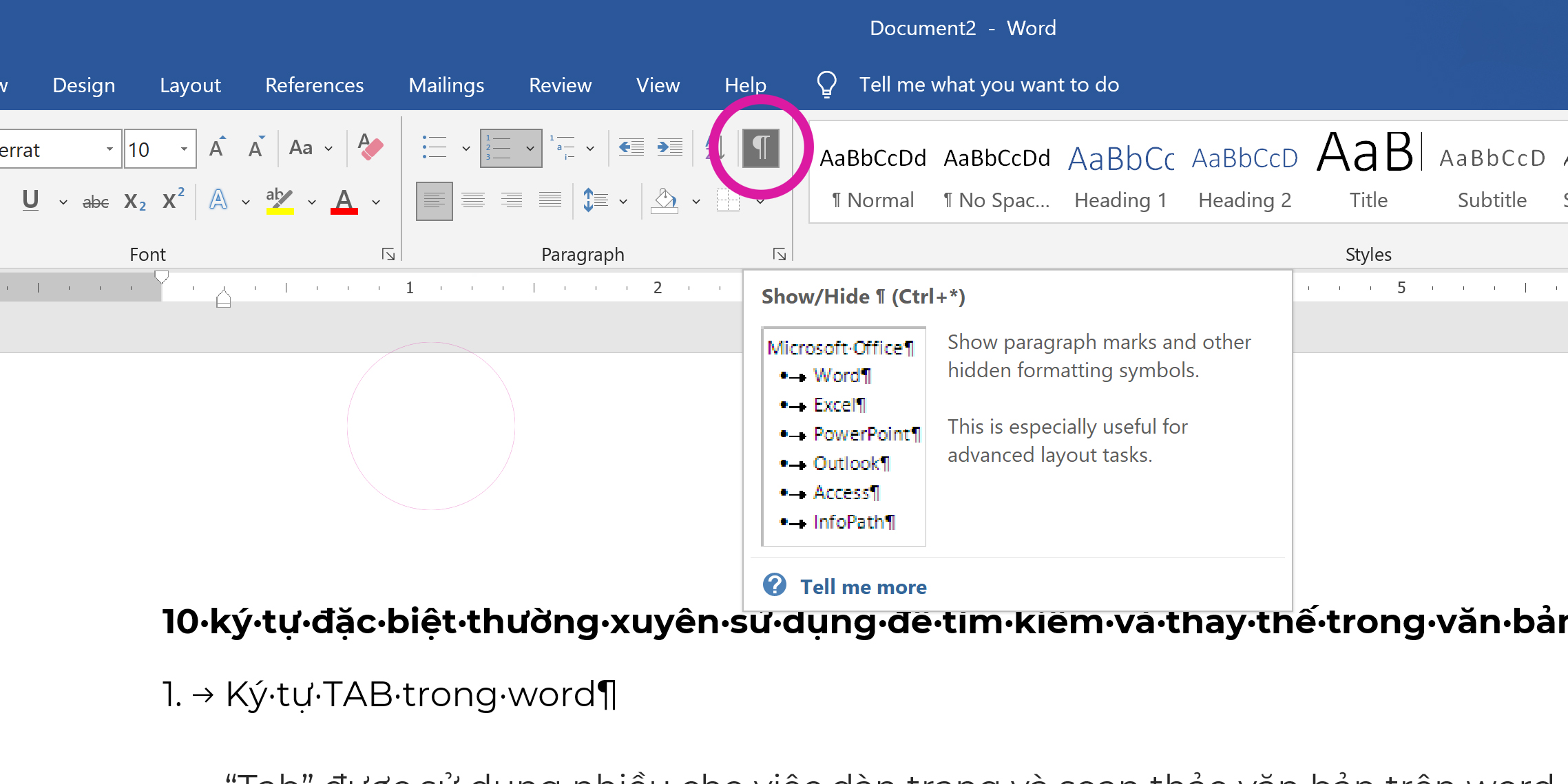 Cách Hiển Thị Ký Hiệu Định Dạng Ẩn Trong Word